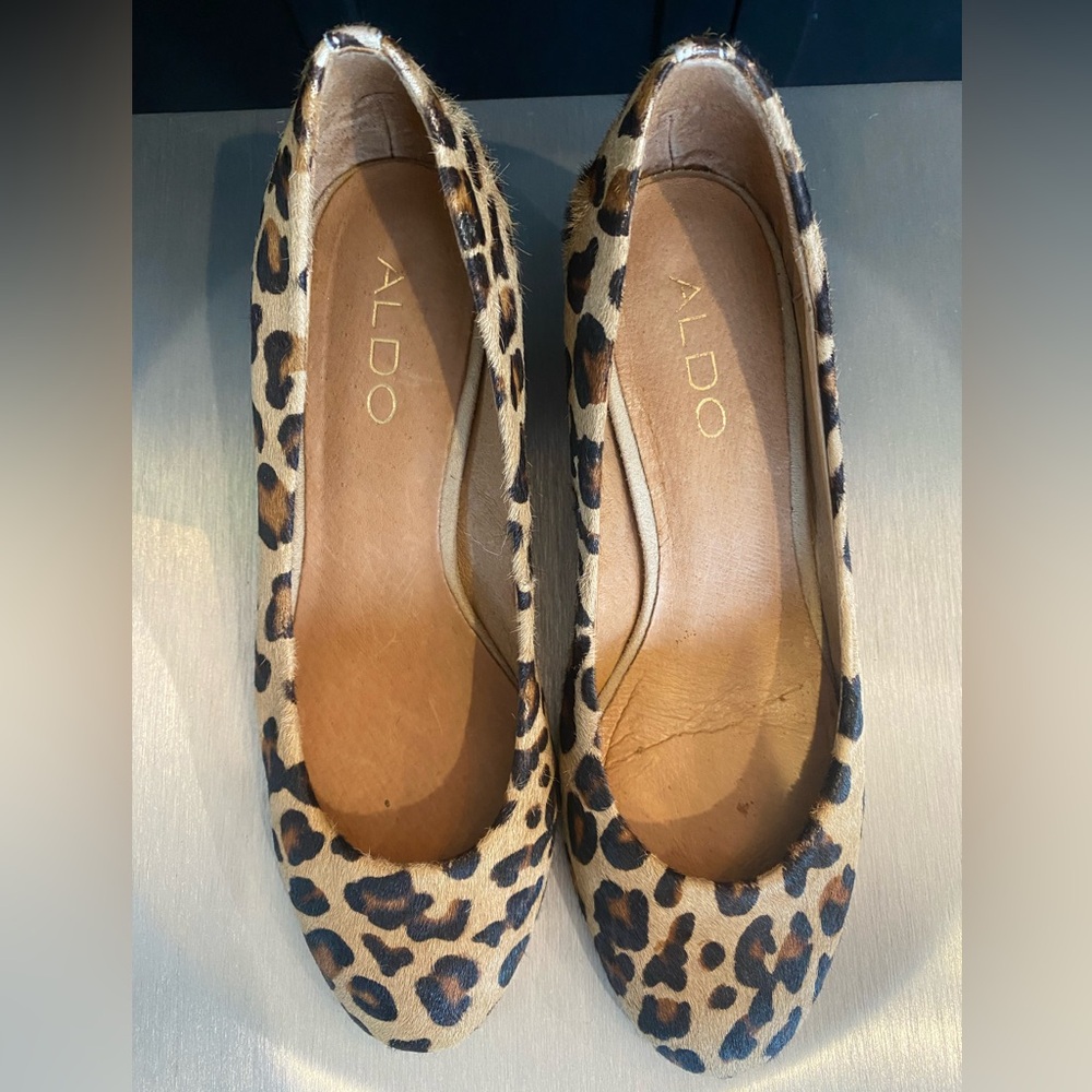 Aldo Leopard Print Wedge Brown and Black (0019)